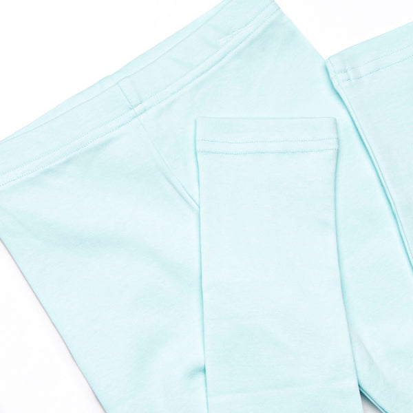 Marcella Puff Sleeve Pima Legging Set, Mint and Light Blue Stripe