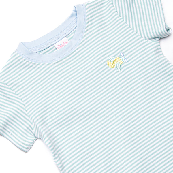 Up In the Sky Pima Embroidered Short Set, Mint