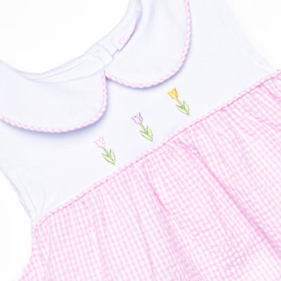 Tulip Tiers Embroidered Dress, Pink