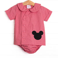 Dream Come True Applique Diaper Set, Red