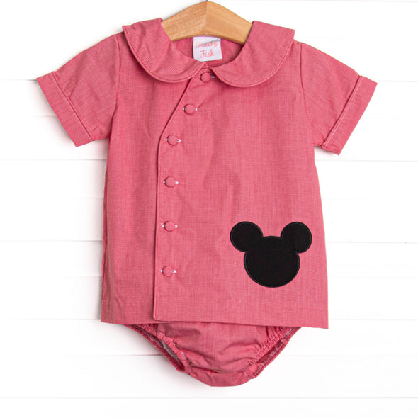 Dream Come True Applique Diaper Set, Red