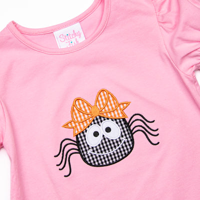 Spooky Spider Applique Legging Set, Pink