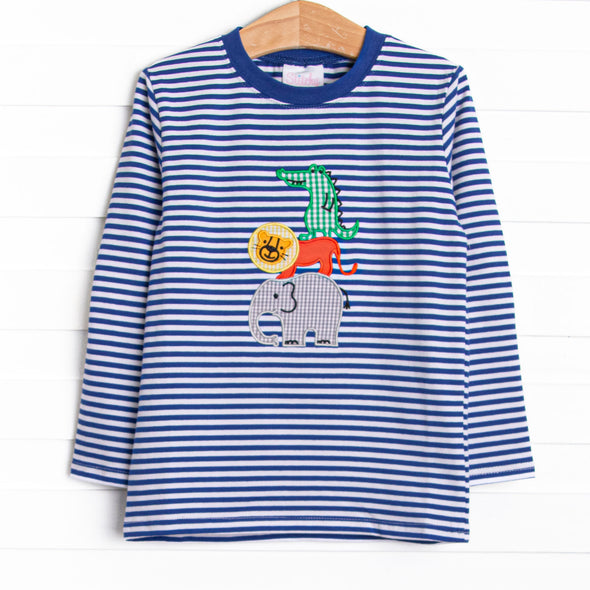 Zoo Pals Applique Top, Royal Blue