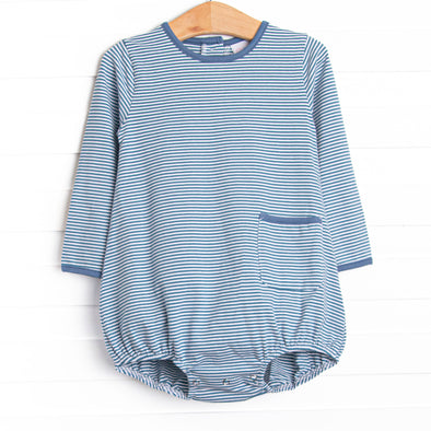 Noah Long Sleeve Pocket Bubble, Steel Blue Stripe
