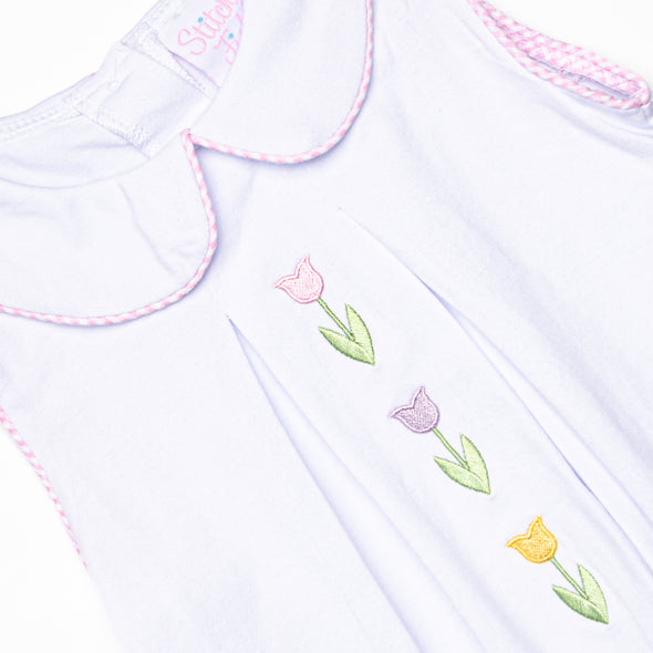 Tulip Tiers Embroidered Ruffle Short Set, Pink