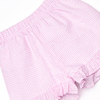 Tulip Tiers Embroidered Ruffle Short Set, Pink