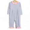 Lexie Ruffle Romper, Light Pink and Periwinkle Stripe