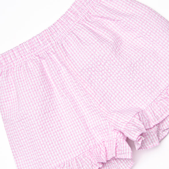 Tulip Tiers Embroidered Ruffle Short Set, Pink