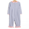 Lexie Ruffle Romper, Light Pink and Periwinkle Stripe