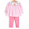 Christmas Eve Delivery Smocked Legging Set, Pink Gingham