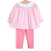 Christmas Eve Delivery Smocked Legging Set, Pink Gingham