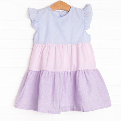 Girl's Cotton Candy Color Block Dress in Blue size 10 | Stitchy Fish Girl's Cotton Candy Color Block Dress in Blue size 10 | Stitchy Fish