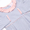 Lexie Ruffle Romper, Light Pink and Periwinkle Stripe