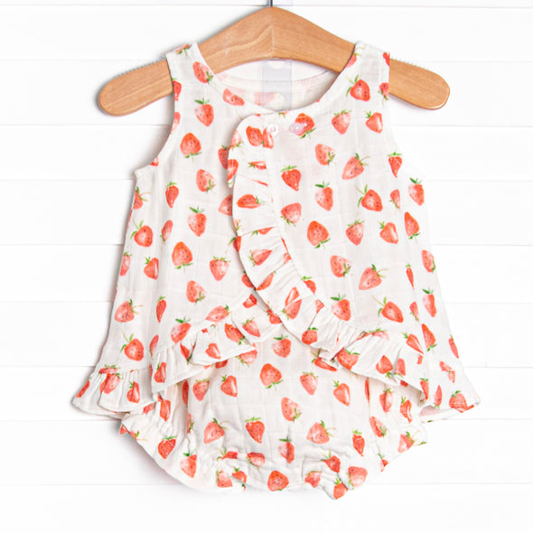 Strawberry Patch Muslin Diaper Set, Red