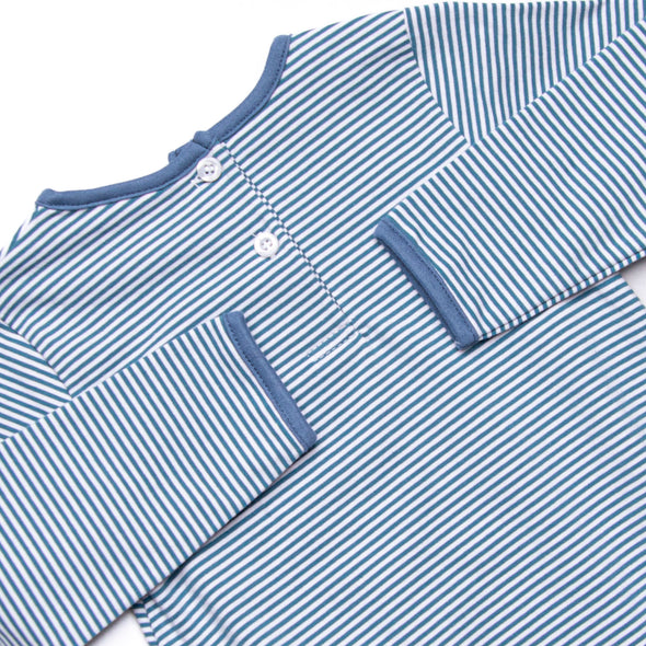 Noah Long Sleeve Pocket Bubble, Steel Blue Stripe