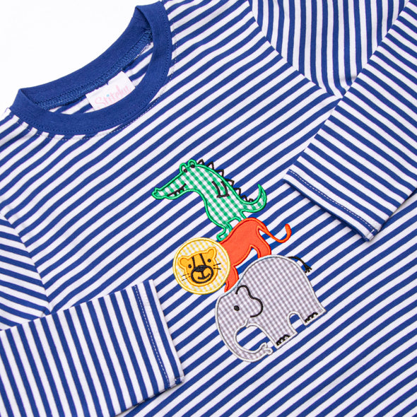 Zoo Pals Applique Top, Royal Blue