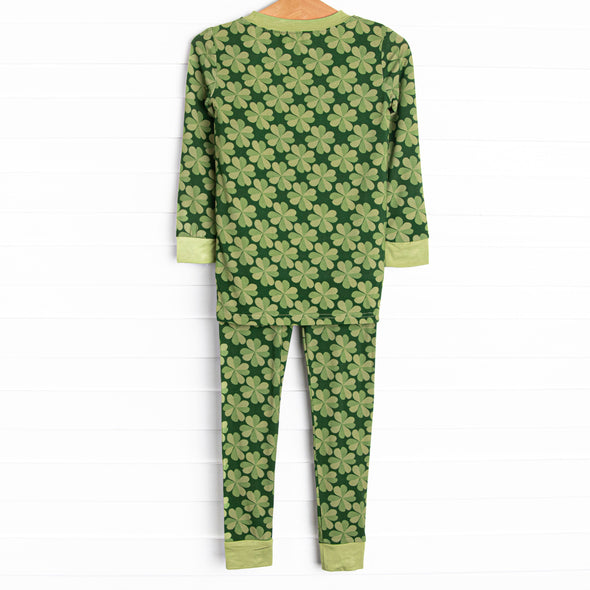 Showered in Shamrocks Bamboo Pajama Set, Green
