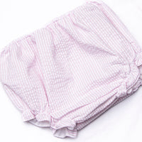 Minted Mouse Applique Ruffle Diaper Set, Green and Pink Seersucker