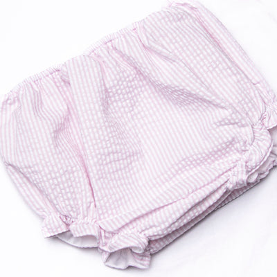 Minted Mouse Applique Ruffle Diaper Set, Green and Pink Seersucker