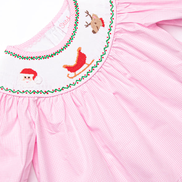 Christmas Eve Delivery Smocked Legging Set, Pink Gingham