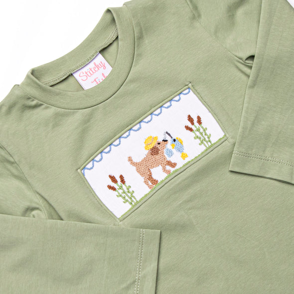 Fishing Hole Friend Smocked Top, Green
