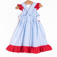 Farmer Friends Smocked Dress, Blue