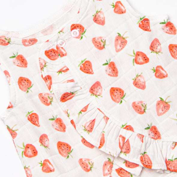 Strawberry Patch Muslin Diaper Set, Red