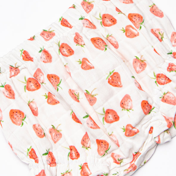 Strawberry Patch Muslin Diaper Set, Red