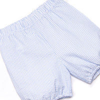 Happy Birthday Embroidered Bloomer Set, Blue Seersucker