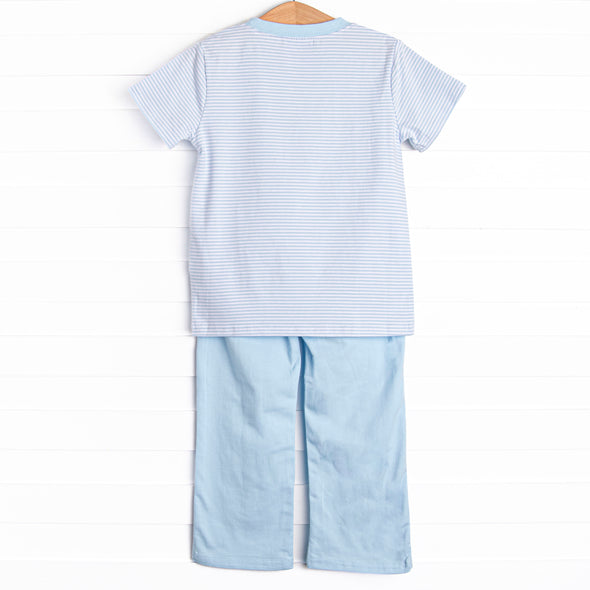 Lucky Trio Applique Pant Set, Blue