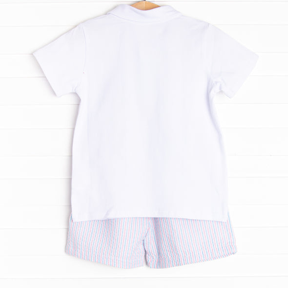 Silas Short Set, Blue Seersucker