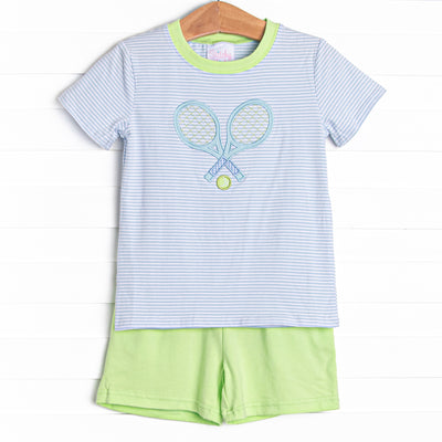 Serve's Up Applique Short Set, Blue