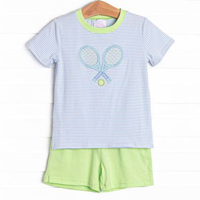Serve's Up Applique Short Set, Blue