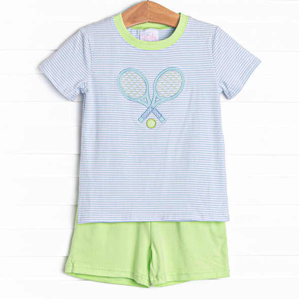 Serve's Up Applique Short Set, Blue