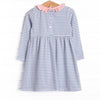 Zoe Ruffle Pocket Dress, Light Pink and Periwinkle Stripe