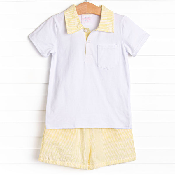 Southern Seersucker Short Set, Yellow
