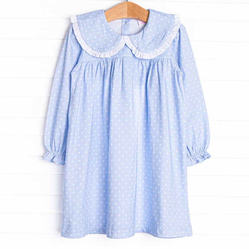 Dottie Dress, Blue Stitchy Fish Dottie Dress, Blue Stitchy Fish