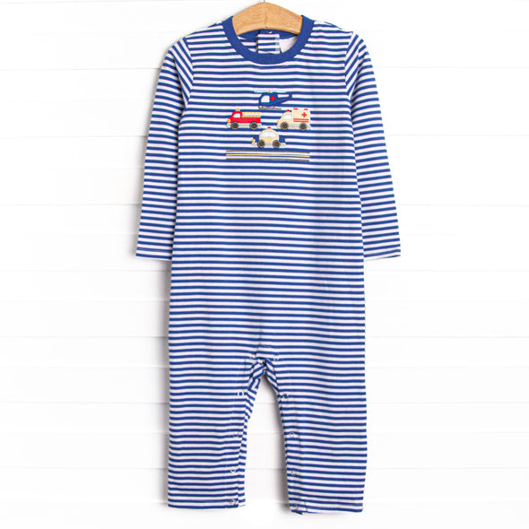 First Responder Rescue Applique Romper, Blue