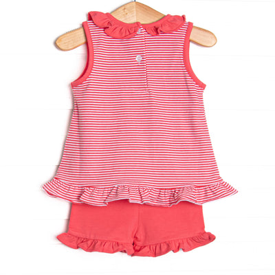 Hannah Short Set, Strawberry Pink Stripe