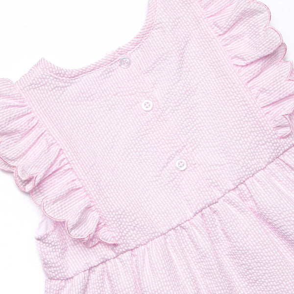 Southern Seersucker Ruffle Short Set, Pink