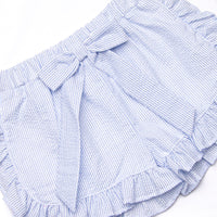 Southern Seersucker Ruffle Short Set, Blue