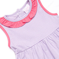 Hannah Dress, Pink and Purple Stripe