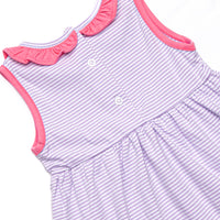Hannah Dress, Pink and Purple Stripe