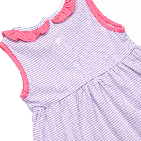 Hannah Dress, Pink and Purple Stripe