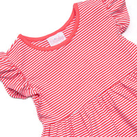 Penny Flutter Sleeve Diaper Set, Strawberry Pink Stripe