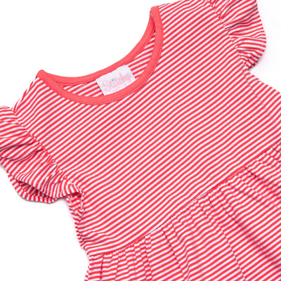 Penny Flutter Sleeve Diaper Set, Strawberry Pink Stripe