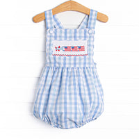 Freedom Flyer Smocked Sunsuit, Blue
