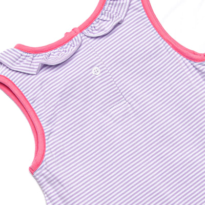 Hannah Skirted Bubble, Pink and Purple Stripe