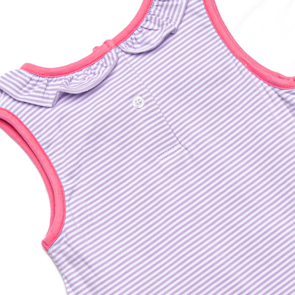 Hannah Skirted Bubble, Pink and Purple Stripe