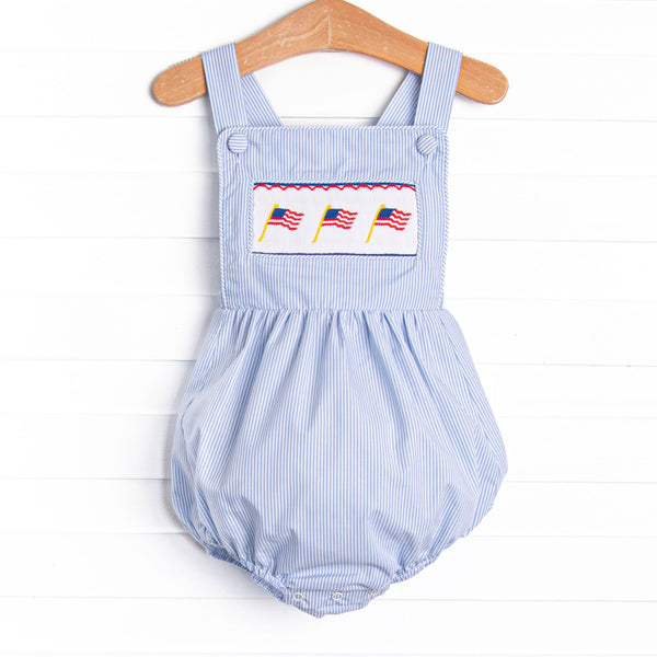 Banner in the Breeze Smocked Bubble, Blue